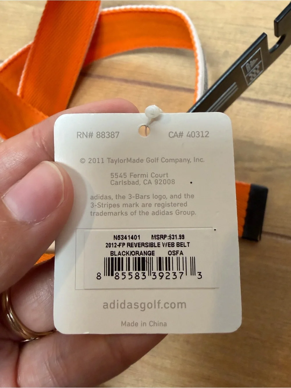 NEW Reversible Adidas Men's Web Golf Belt Retro Style Black and Orange OSFA